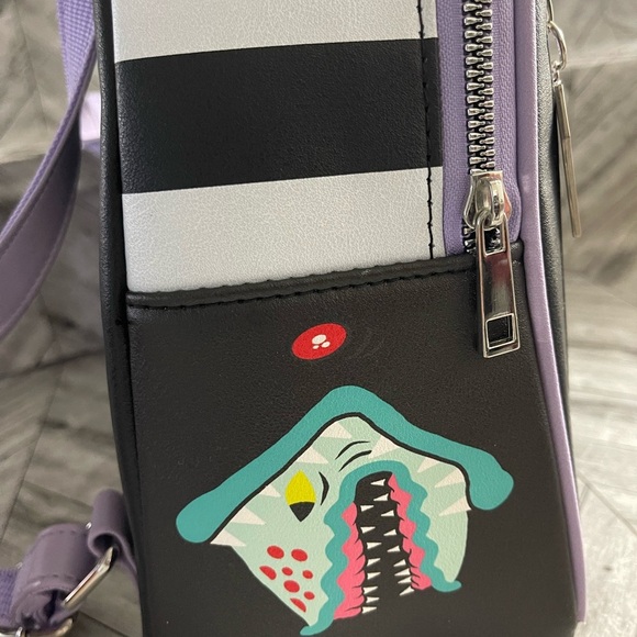 Beetlejuice Bioworld Cartoon Chibi Character Sandworm Striped Mini Backpack Bag main image 2